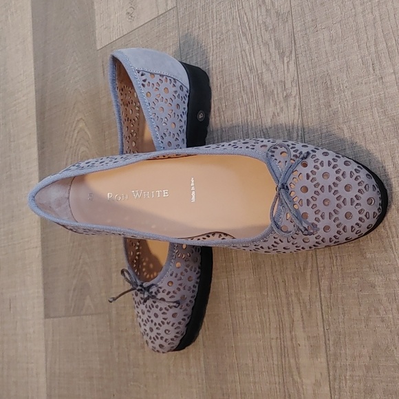 Ron White Size 40 Light Blue/Grey Leather Loafers with Cut-Out Leather Design - Picture 9 of 10